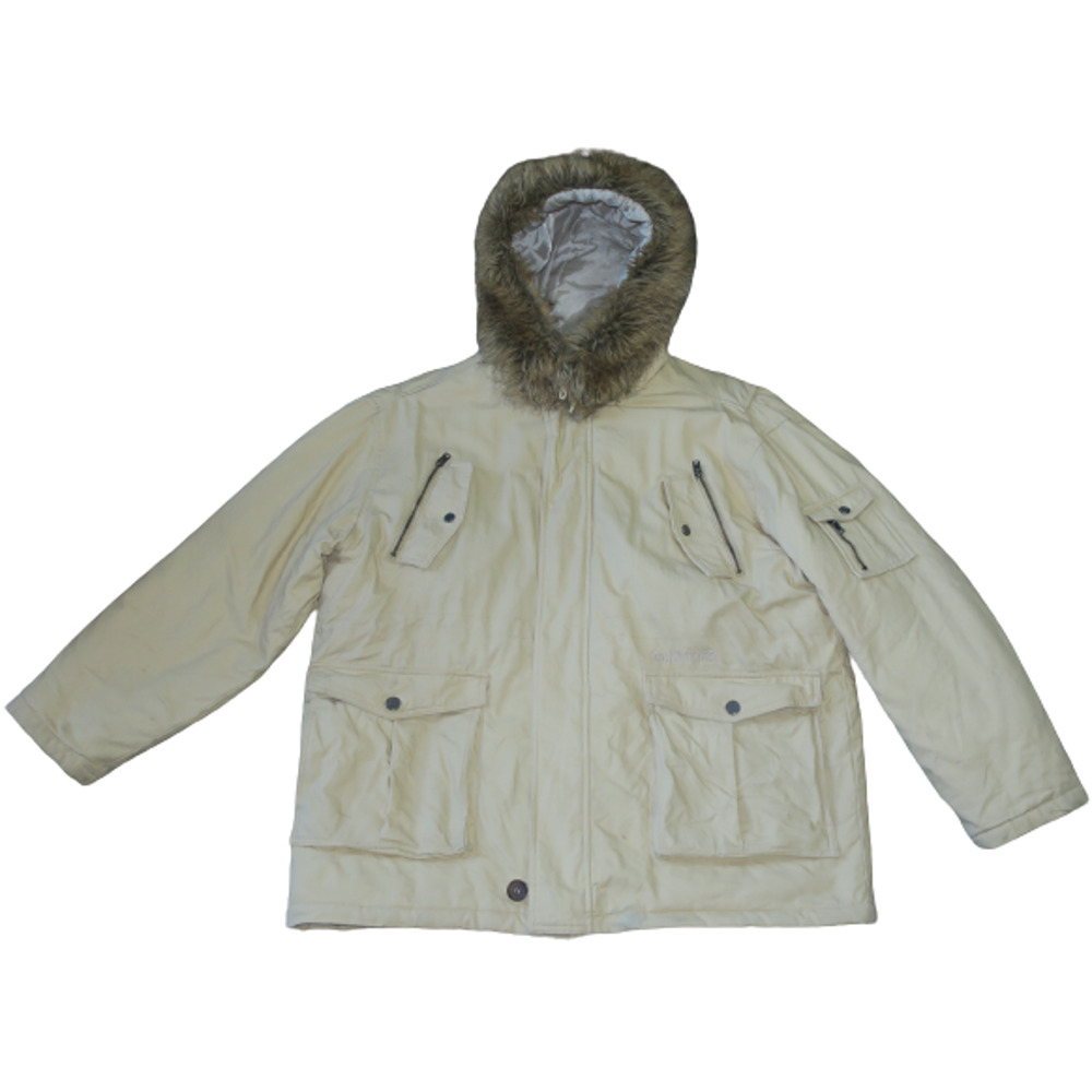 Vintage XL Ecko Unltd Canvas Insulated Winter Jacket Parka Coat Faux Fur Hood